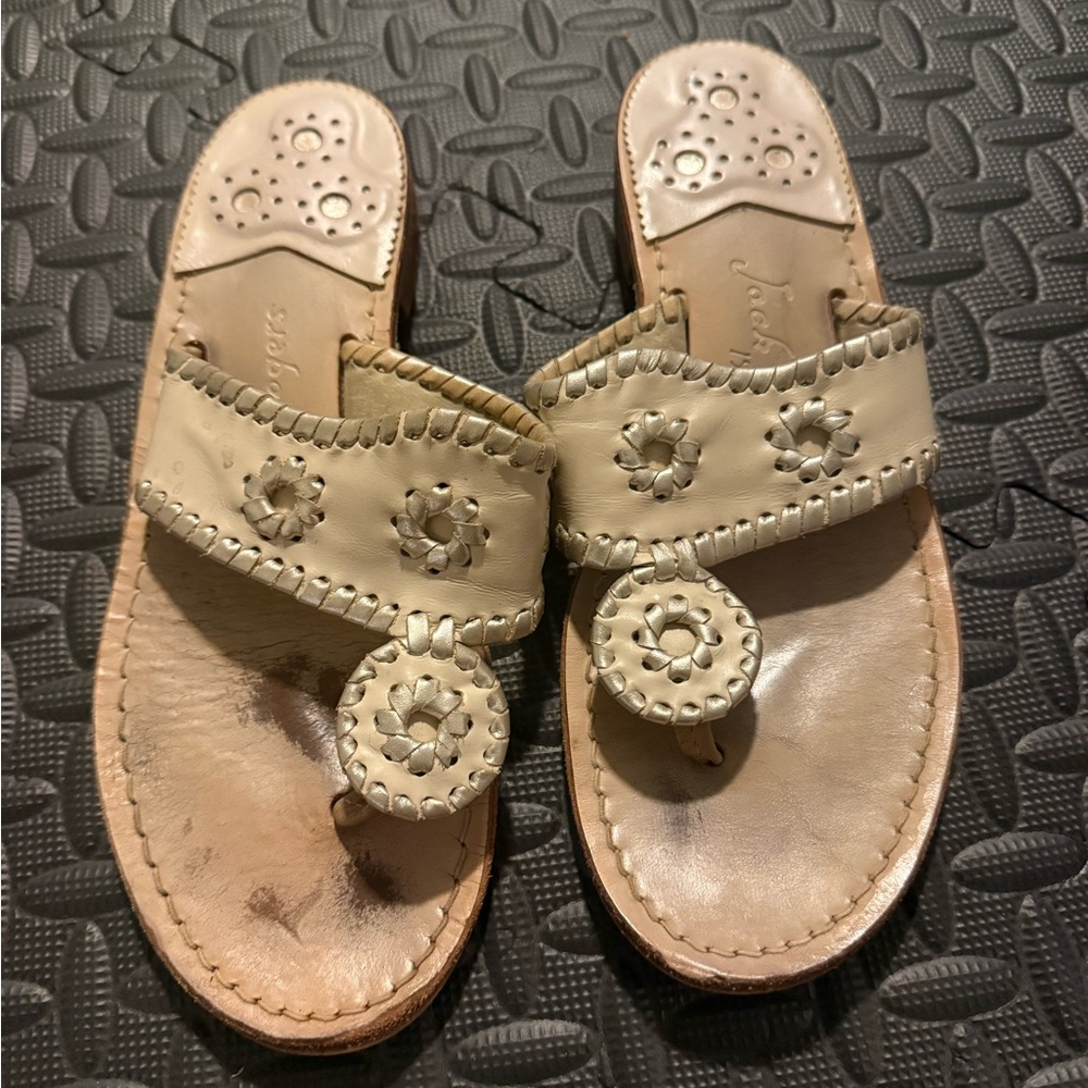 Jack Rogers Beige Leather Sandals